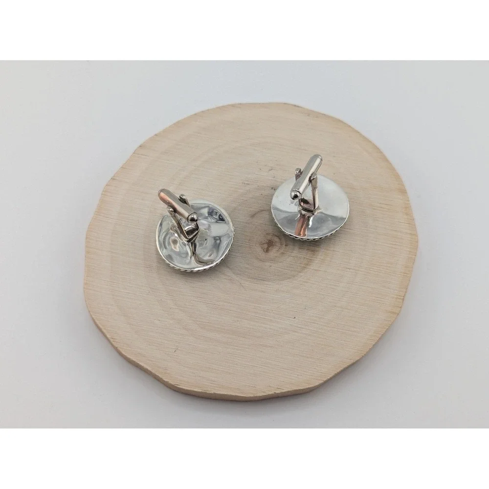 Genuine Navajo Men's Cuff‎ Links Sterling Silver Kingman Turquoise Stone